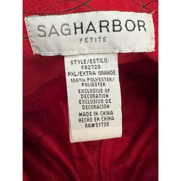 Sag Harbor red faux suede 3/4 sleeves button shirt size Large - Picture 5 of 7